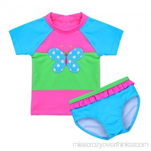 iiniim Little Girls Two Piece Swimsuit Set Kids Short Sleeve Rash Guard Swimwear Bathing Suit B07BV8MWMW